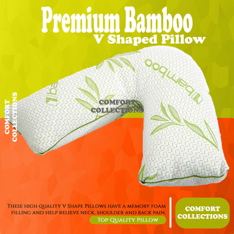 Bamboo V Pillow Memory Foam Orthopedic Back Support Maternity
