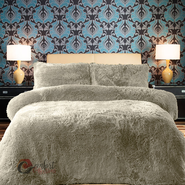 Teddy Bear Fleece Duvet Cover Quilt Soft Cosy Warm Bedding Set with Pillowcases