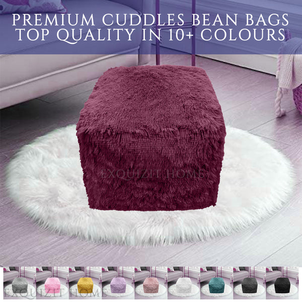 Teddy Pouf Foot Stool Bean Bag Chunky Furry Living Room Cuddles Bean Chair 42cm