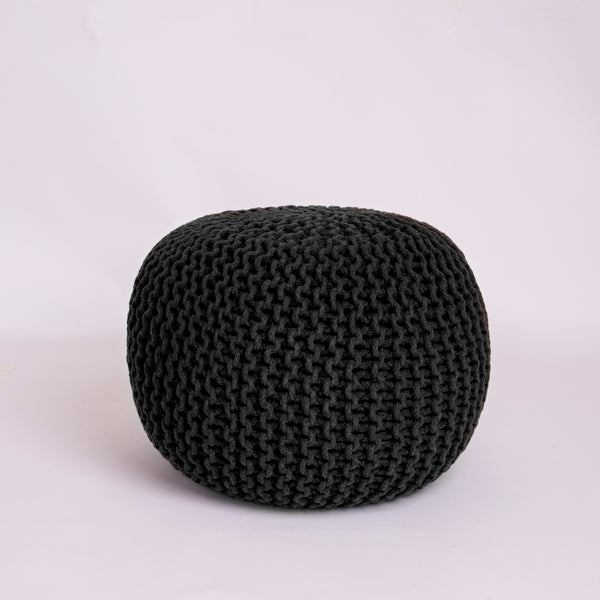 Knitted Cotton Moroccan Pouffe Footstool Round Cushion Seat 50cm