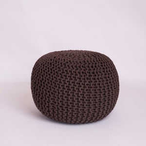 Knitted Cotton Moroccan Pouffe Footstool Round Cushion Seat 50cm