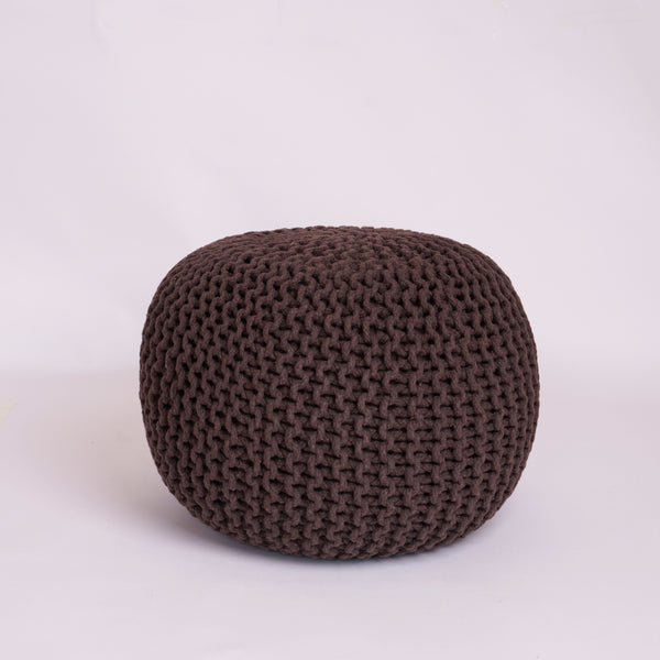 Knitted Cotton Moroccan Pouffe Footstool Round Cushion Seat 50cm