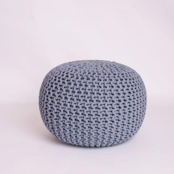 Knitted Cotton Moroccan Pouffe Footstool Round Cushion Seat 50cm