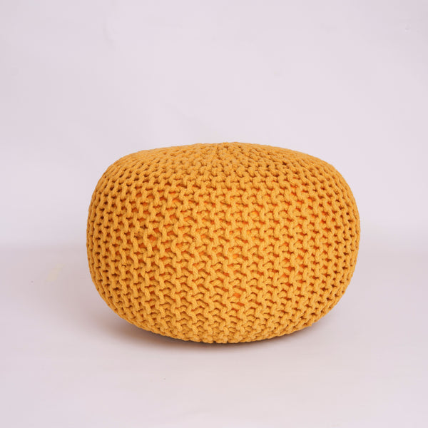 Knitted Cotton Moroccan Pouffe Footstool Round Cushion Seat 50cm