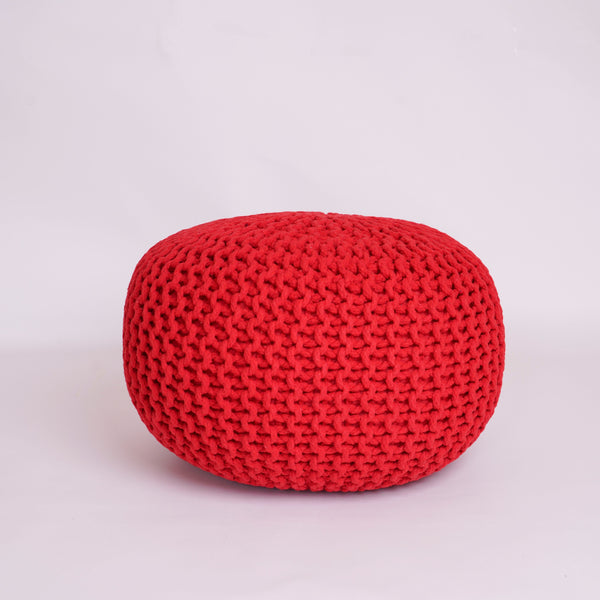 Knitted Cotton Moroccan Pouffe Footstool Round Cushion Seat 50cm