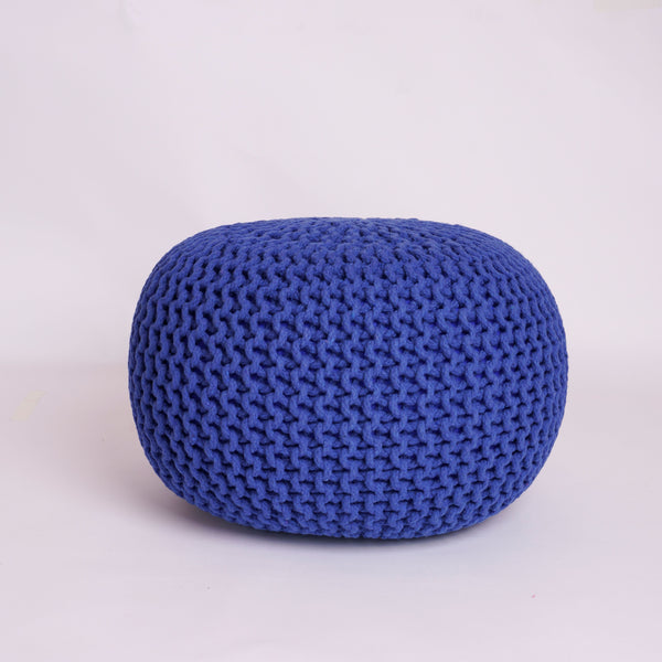 Knitted Cotton Moroccan Pouffe Footstool Round Cushion Seat 50cm