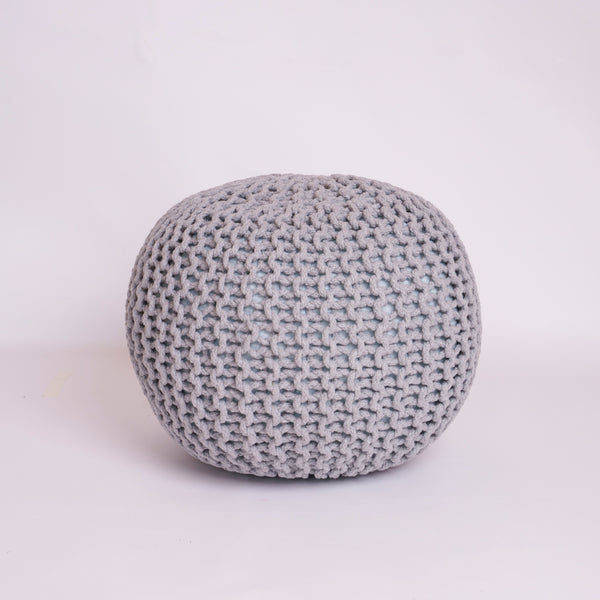 Knitted Cotton Moroccan Pouffe Footstool Round Cushion Seat 50cm