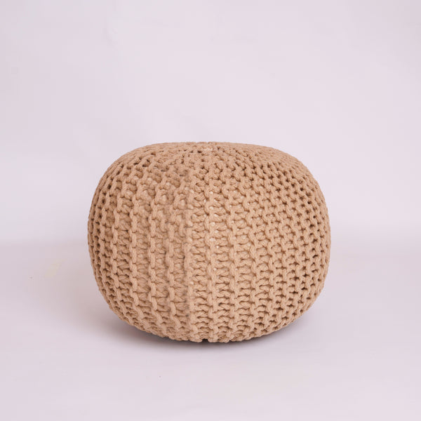 Knitted Cotton Moroccan Pouffe Footstool Round Cushion Seat 50cm