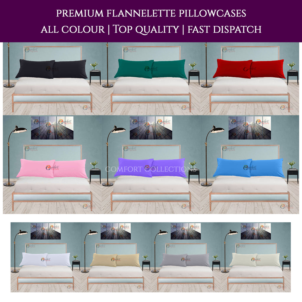 100 BRUSHED COTTON FLANNELETTE PAIR OF PILLOWCASES SOFT LUXURY