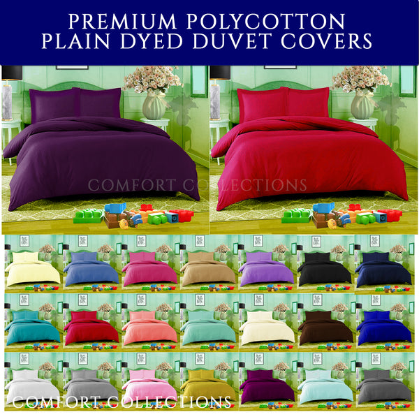 Duvet Quilt Cover With Pillowcase Plain Dyed Bedding Set Single Double King Size