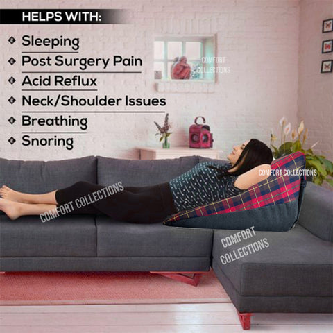 BACK Bed Wedge Pillow for Back Pain Support and Acid Reflux with Removable Cover