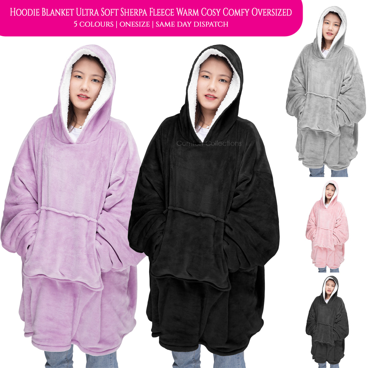 Hoodie Blanket Oversized Hooded Ultra Plush Soft Sherpa Fleece Giant S ...