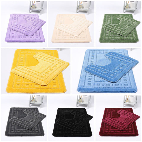 Luxury Diem Bathroom Set 2 Piece Bath Mat & Pedestal Set Non-Slip Soft Absorbent