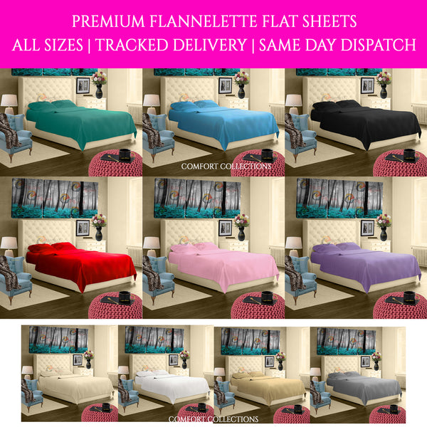 Luxury Flannelette Flat Sheet or Matching Pillowcase Soft 100% Brushed Cotton
