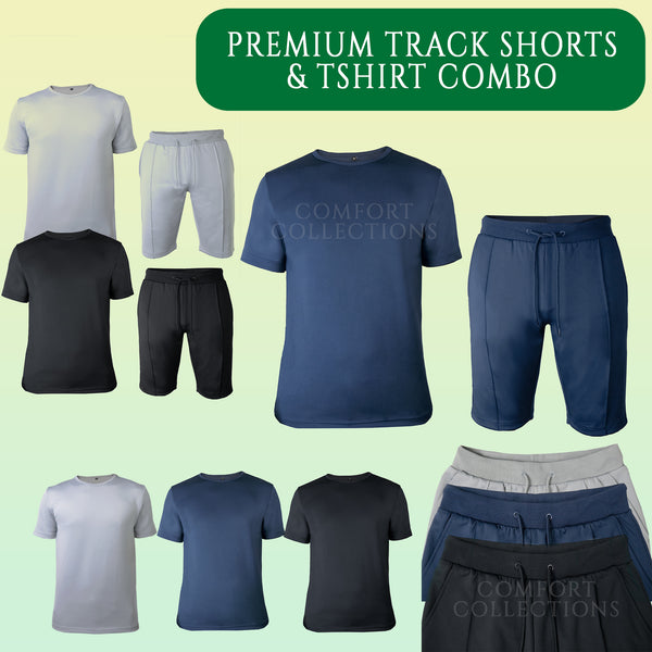 Mens Tracksuit Set Plain Sportswear Gym Short Sleeve Top and Shorts for Summer
