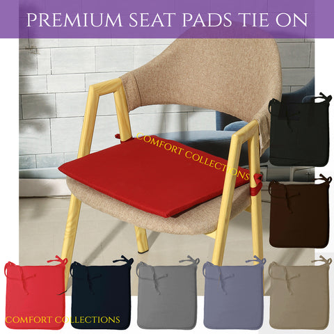Square Tie On Chair Seat Pads 37cm x 42 cm Seat Foam Cushions Dining Garden Pads