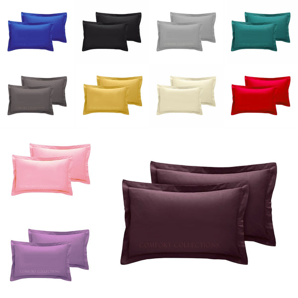 2 x Oxford Pillowcase Cover 100% Poly Cotton Super Soft Bedroom Pillow Case Pair