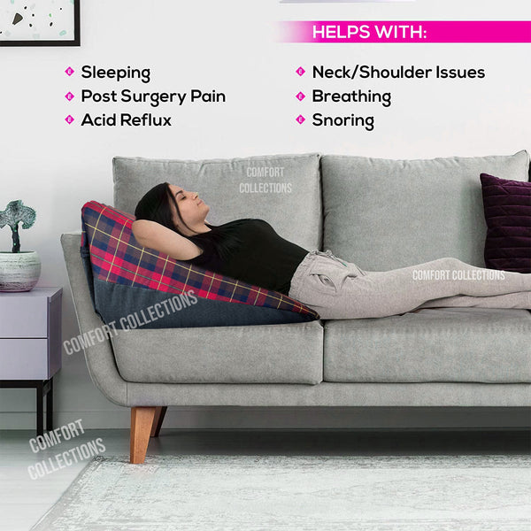 BACK Bed Wedge Pillow for Back Pain Support and Acid Reflux with Removable Cover
