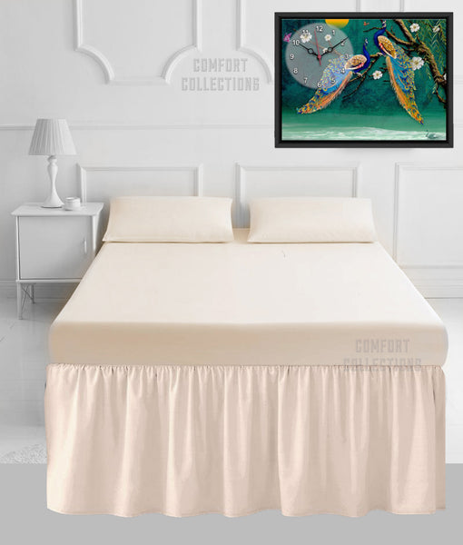 100% Poly Cotton Plain Dyed Sheet 16" Frilled Base Valance Sheet OR Pillowcases