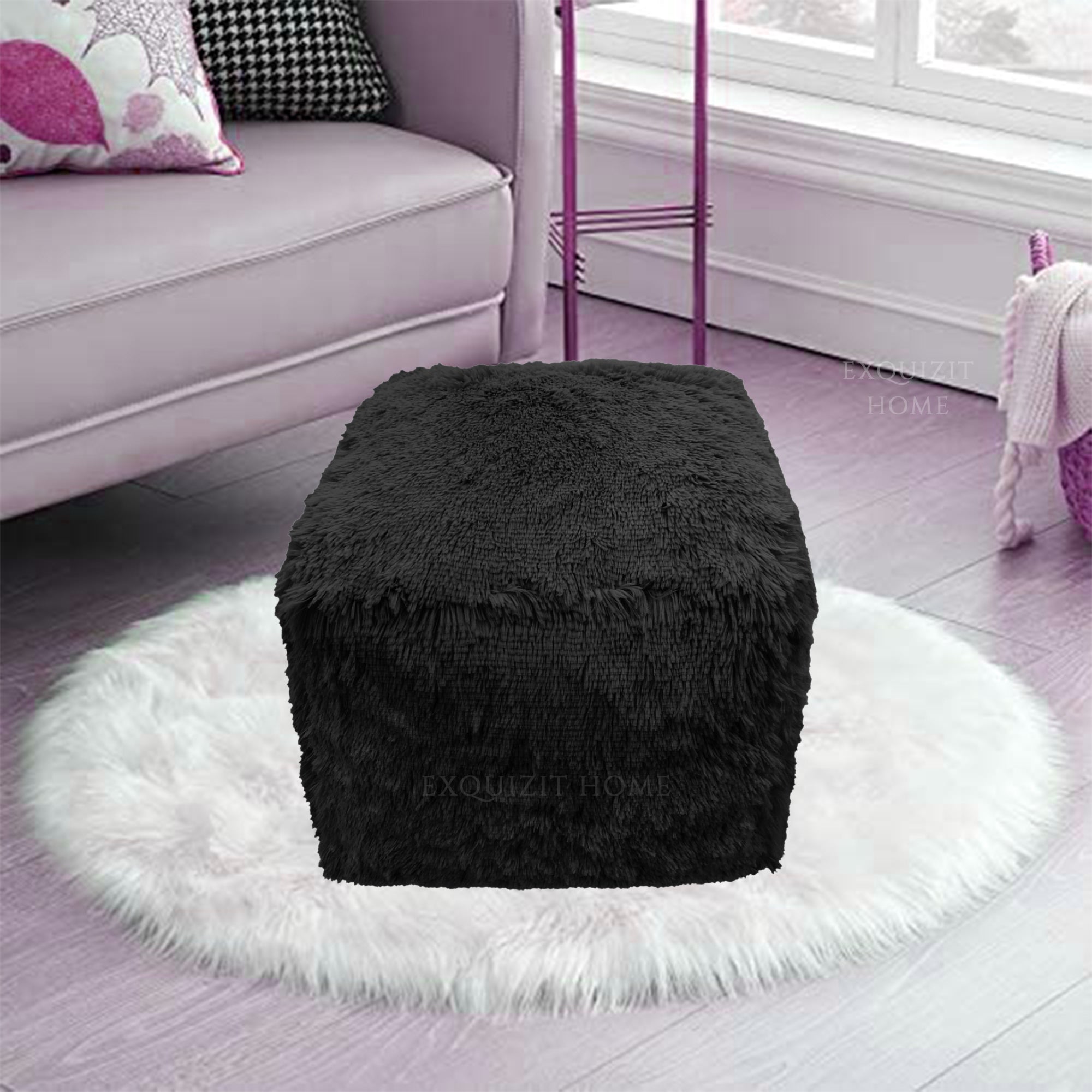 Teddy Pouf Foot Stool Bean Bag Chunky Furry Living Room Cuddles Bean Chair 42cm