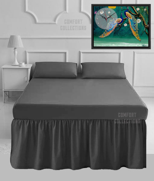 100% Poly Cotton Plain Dyed Sheet 16" Frilled Base Valance Sheet OR Pillowcases