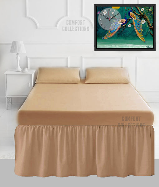 100% Poly Cotton Plain Dyed Sheet 16" Frilled Base Valance Sheet OR Pillowcases