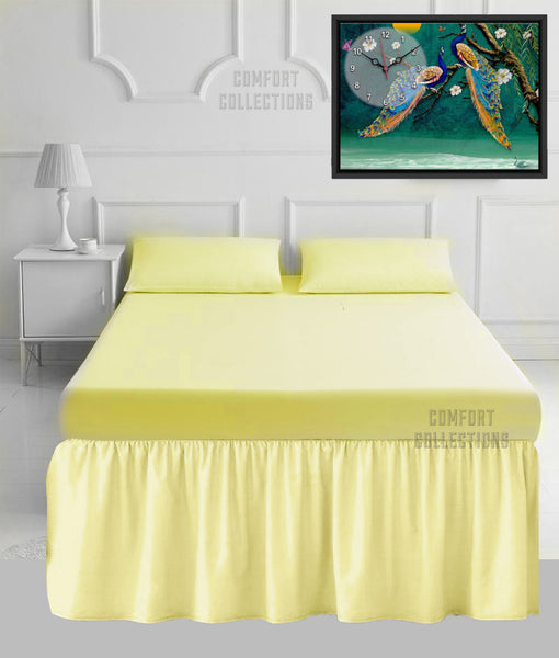 100% Poly Cotton Plain Dyed Sheet 16" Frilled Base Valance Sheet OR Pillowcases
