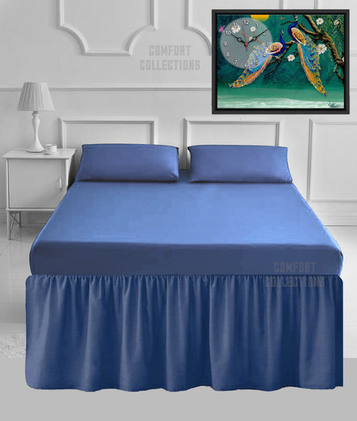 100% Poly Cotton Plain Dyed Sheet 16" Frilled Base Valance Sheet OR Pillowcases