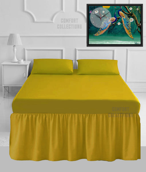 100% Poly Cotton Plain Dyed Sheet 16" Frilled Base Valance Sheet OR Pillowcases