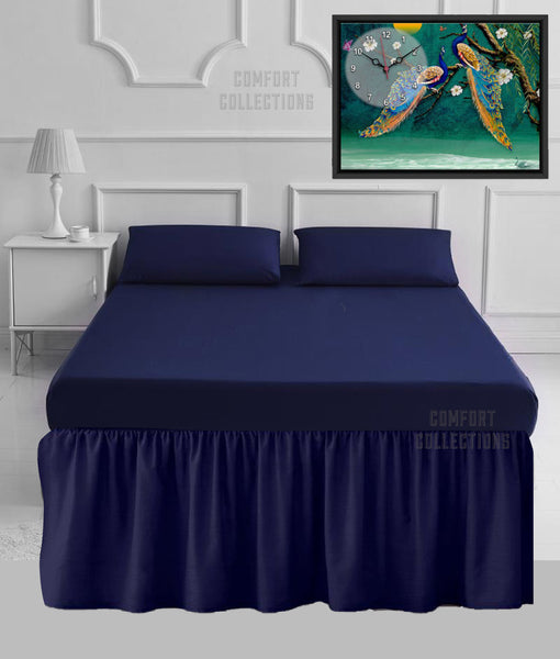 100% Poly Cotton Plain Dyed Sheet 16" Frilled Base Valance Sheet OR Pillowcases