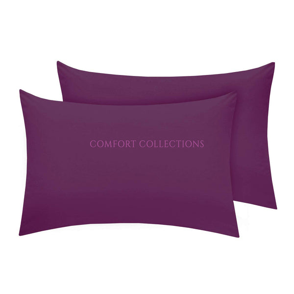 PILLOWCASE LUXURY CASE POLYCOTTON HOUSEWIFE PAIR PLAIN DYED BEDROOM PILLOW COVER