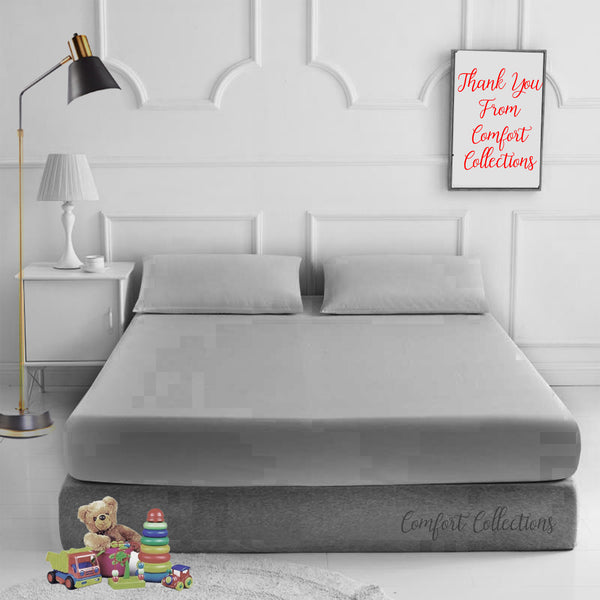 Plain Dyed Poly Cotton Fitted Bed Sheet + Matching FREE 2 X PILLOW CASE Percale