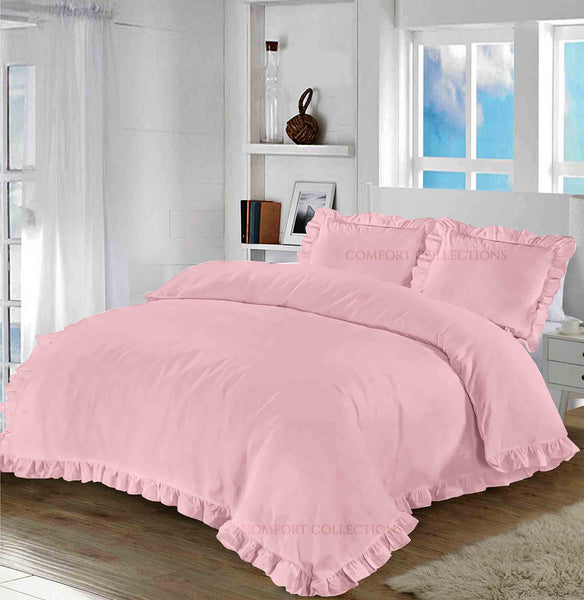 Ruffle Santiago Frill Duvet Quilt Cover Bedding Set With Matching Pillowcase