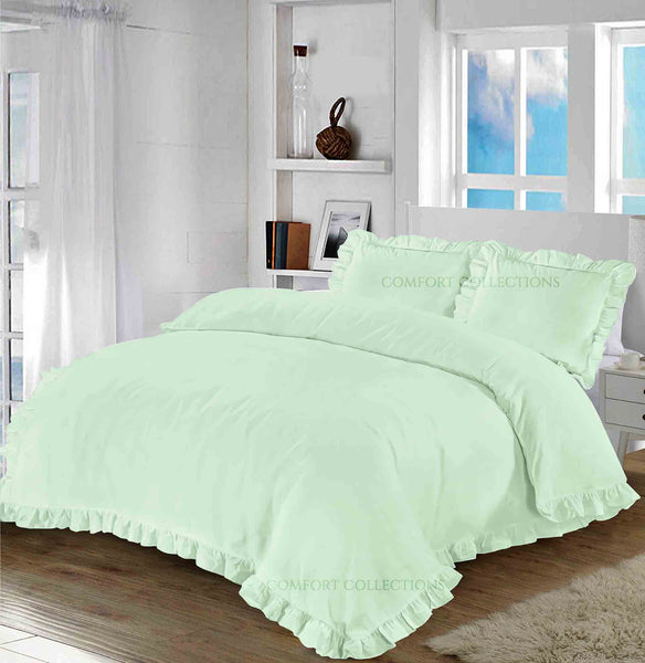 Ruffle Santiago Frill Duvet Quilt Cover Bedding Set With Matching Pillowcase