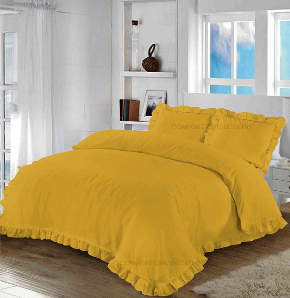 Ruffle Santiago Frill Duvet Quilt Cover Bedding Set With Matching Pillowcase