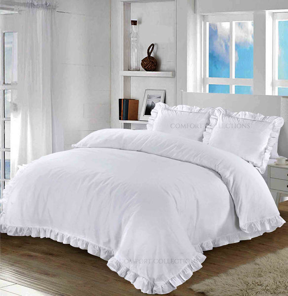 Ruffle Santiago Frill Duvet Quilt Cover Bedding Set With Matching Pillowcase