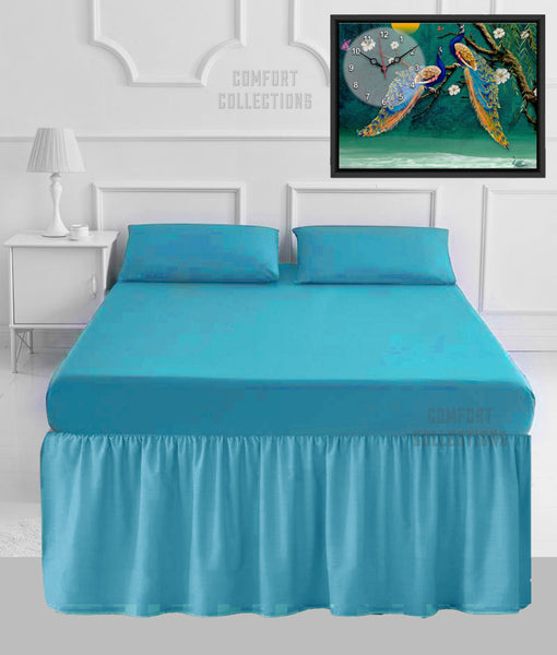 100% Poly Cotton Plain Dyed Sheet 16" Frilled Base Valance Sheet OR Pillowcases