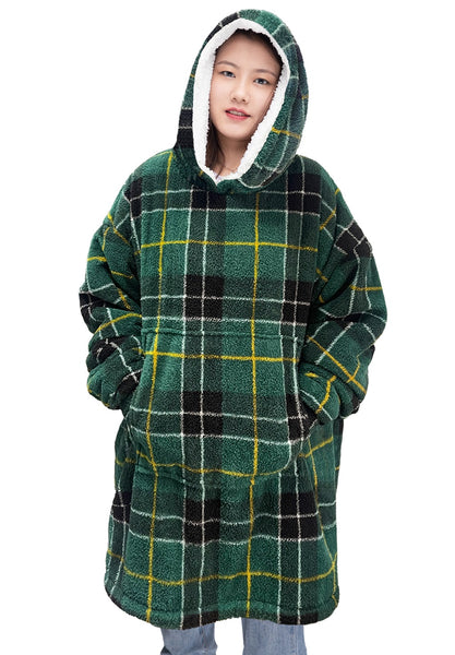 Tartan Check Hoodie Unisex Men's Ladies Oversized Super Soft Warm Blanket