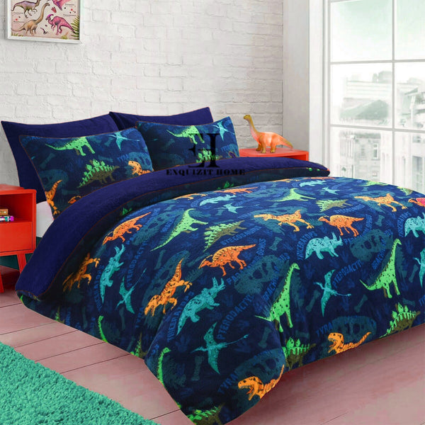 Teddy Fleece Kids Duvet Cover Set Boys Girls Bedding Quilt Set with Pillowcase Single Double