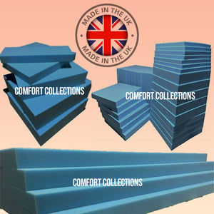 BLUE HIGH DENSITY UPHOLSTERY FOAM SEAT PAD REPLACEMENT CUSHIONS	DEPTH : 6 INCH