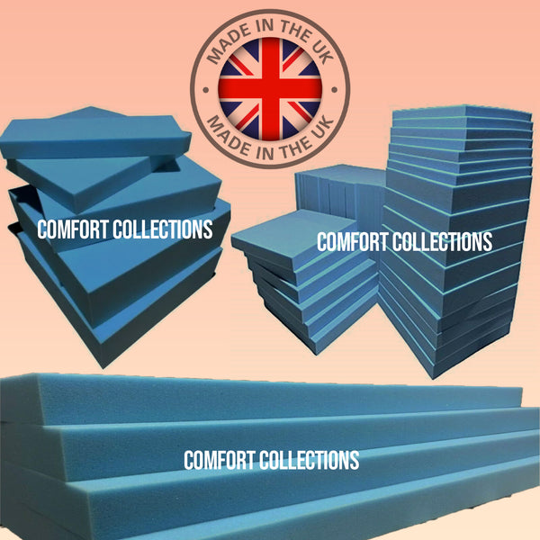 BLUE HIGH DENSITY UPHOLSTERY FOAM SEAT PAD REPLACEMENT CUSHIONS	DEPTH : 6 INCH