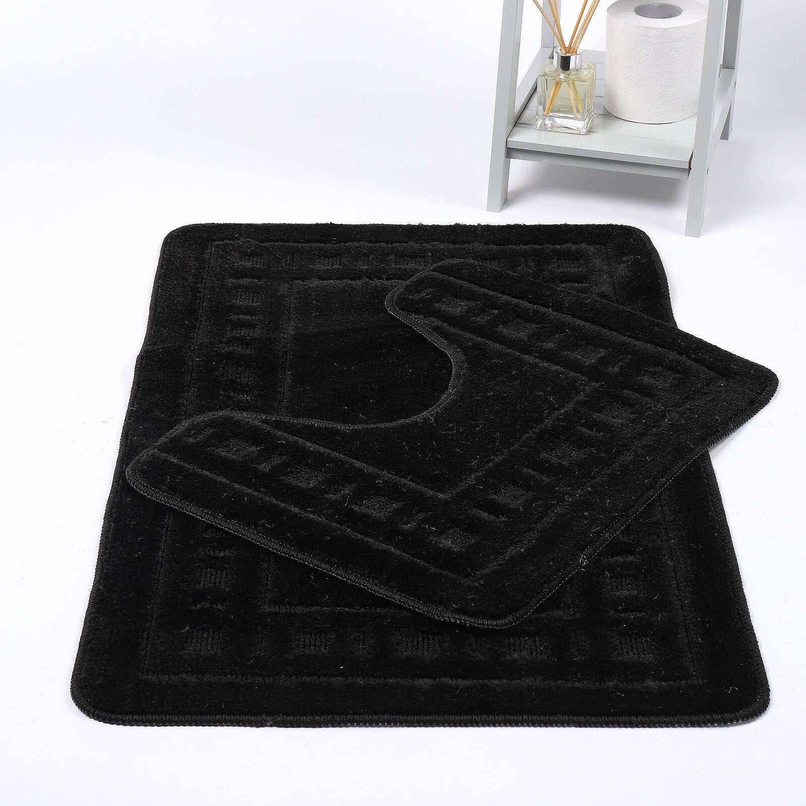 Luxury Diem Bathroom Set 2 Piece Bath Mat & Pedestal Set Non-Slip Soft Absorbent