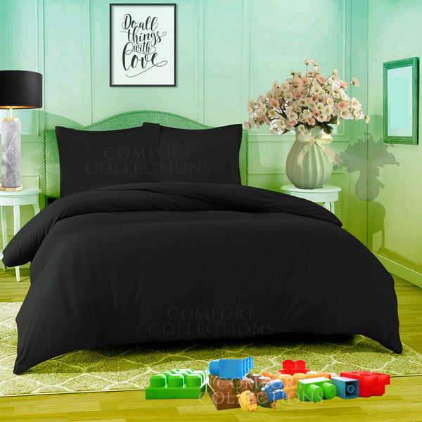 Duvet Quilt Cover With Pillowcase Plain Dyed Bedding Set Single Double King Size