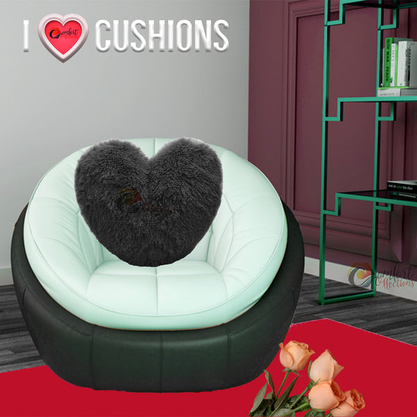 38cm Cuddles Teddy Fleece Heart Shape Fluffy Filled Cushion Home Decor Soft Cosy