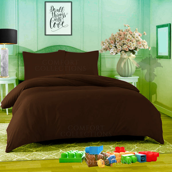 Duvet Quilt Cover With Pillowcase Plain Dyed Bedding Set Single Double King Size