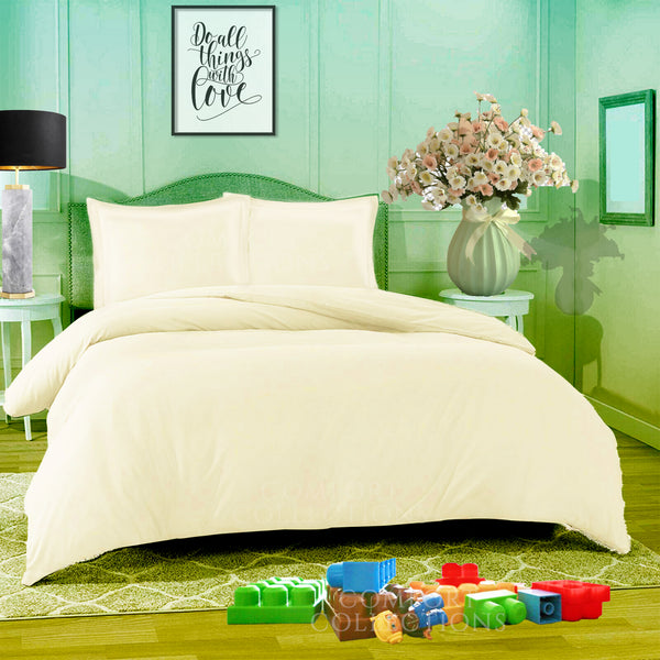 Duvet Quilt Cover With Pillowcase Plain Dyed Bedding Set Single Double King Size