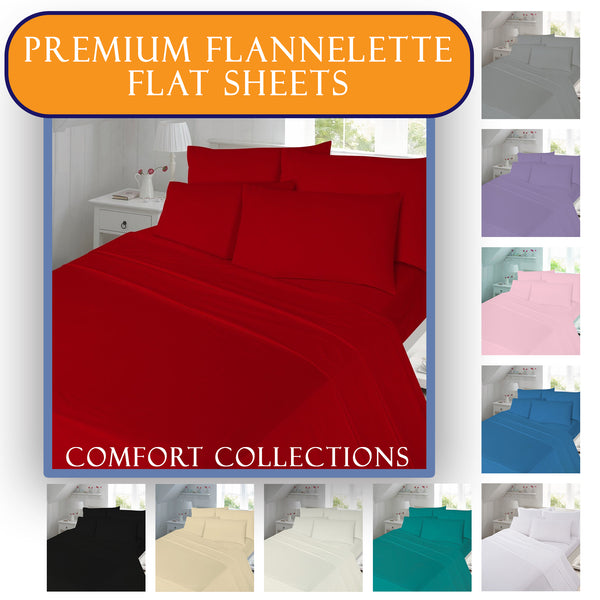 Flannelette Flat Bed Sheet 100% Brushed Cotton with FREE MATCHING Pillowcase