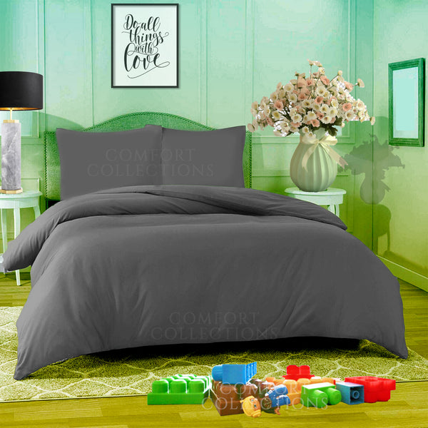 Duvet Quilt Cover With Pillowcase Plain Dyed Bedding Set Single Double King Size