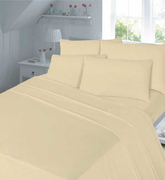 Flannelette Flat Bed Sheet 100% Brushed Cotton with FREE MATCHING Pillowcase