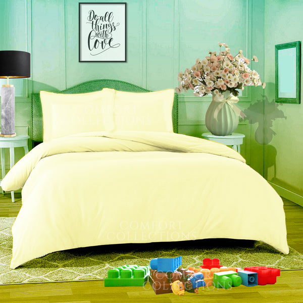 Duvet Quilt Cover With Pillowcase Plain Dyed Bedding Set Single Double King Size
